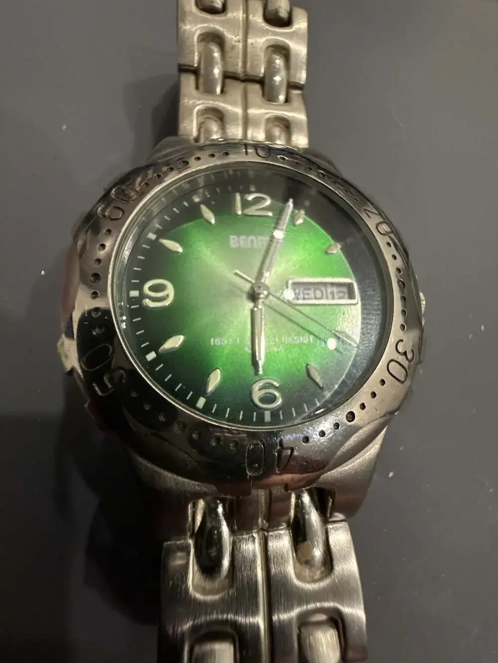 Benrus BNW99003 Men's Green Dial Day-Date Quartz Watch